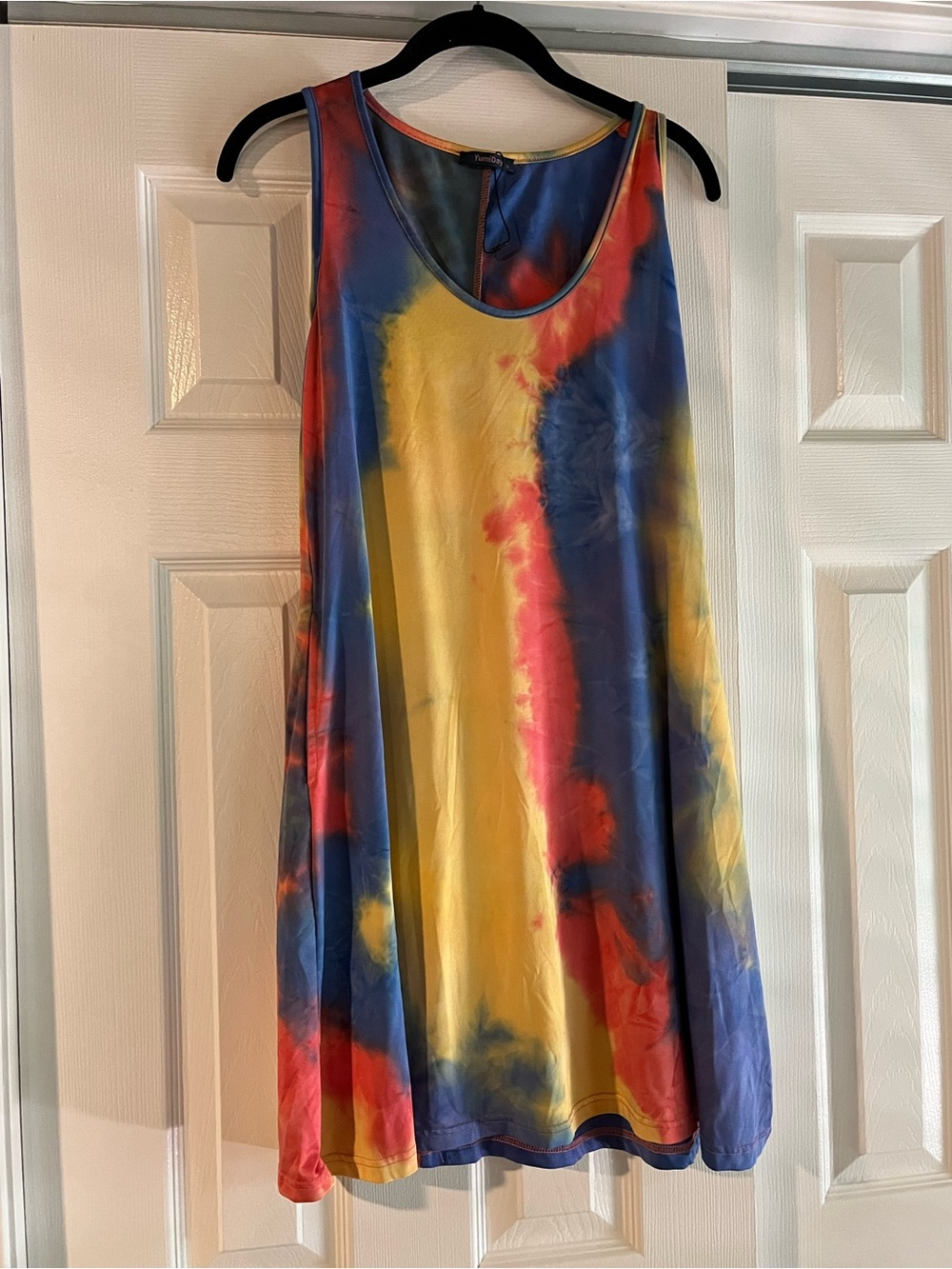 Women’s Tie-Dye Tank Dress in Yellow, Blue & Red NWOT